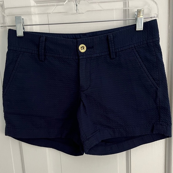 LILY PULITZER CALLAHAN JACQUARD SHORTS NAVY BLUE SIZE 2 Summer Preppy Academia - Picture 4 of 13